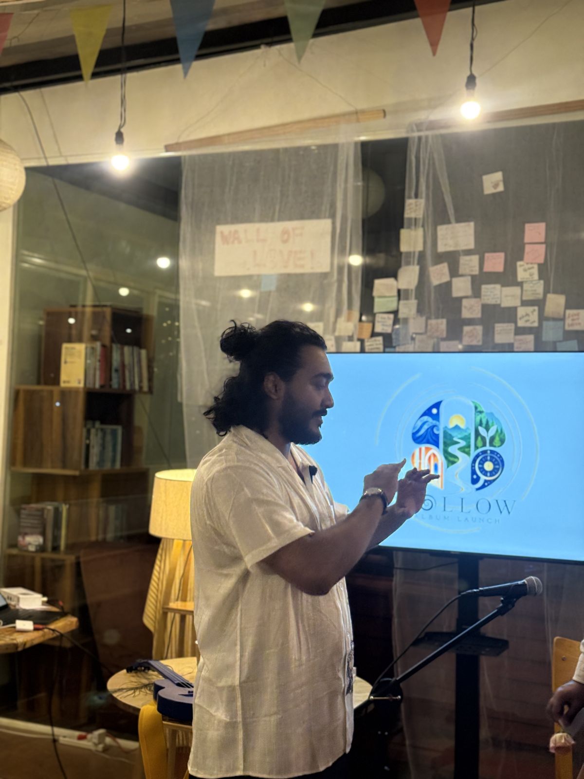 Nandan talking about a song between songs